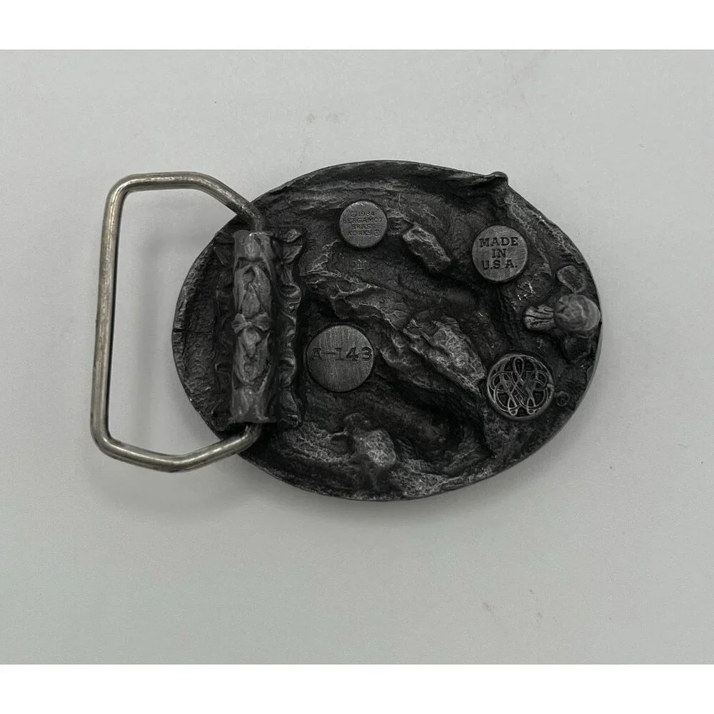 Vintage 80s Brass Bergamot Wild Horses Small Belt Buckle Western A-143 USA Made - Picture 5 of 5